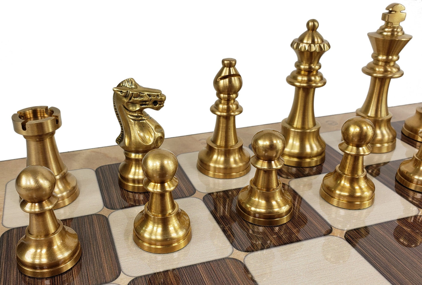 Brass Metal Antique Bronze Staunton French Chess Set 17" Rustic Color Board