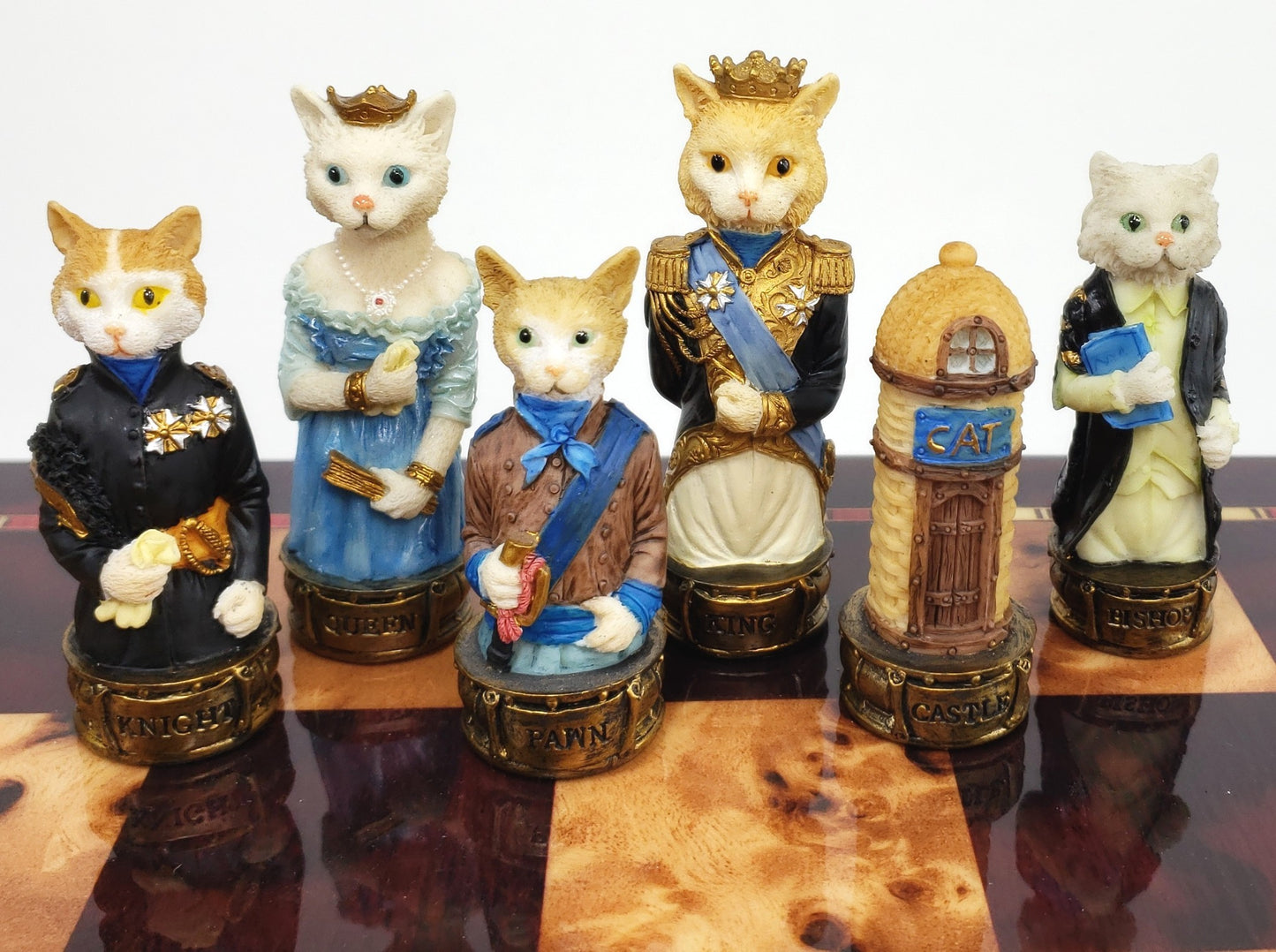 Royal Cats Vs Dogs Set of Chess Men Pieces 3 3/8" King - NO BOARD