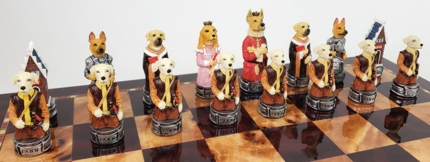 Royal Cats Vs Dogs Set of Chess Men Pieces 3 3/8" King - NO BOARD