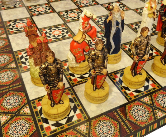 Medieval Times King Arthur CHESS SET W/ 17" Mosaic Color Board CAMELOT