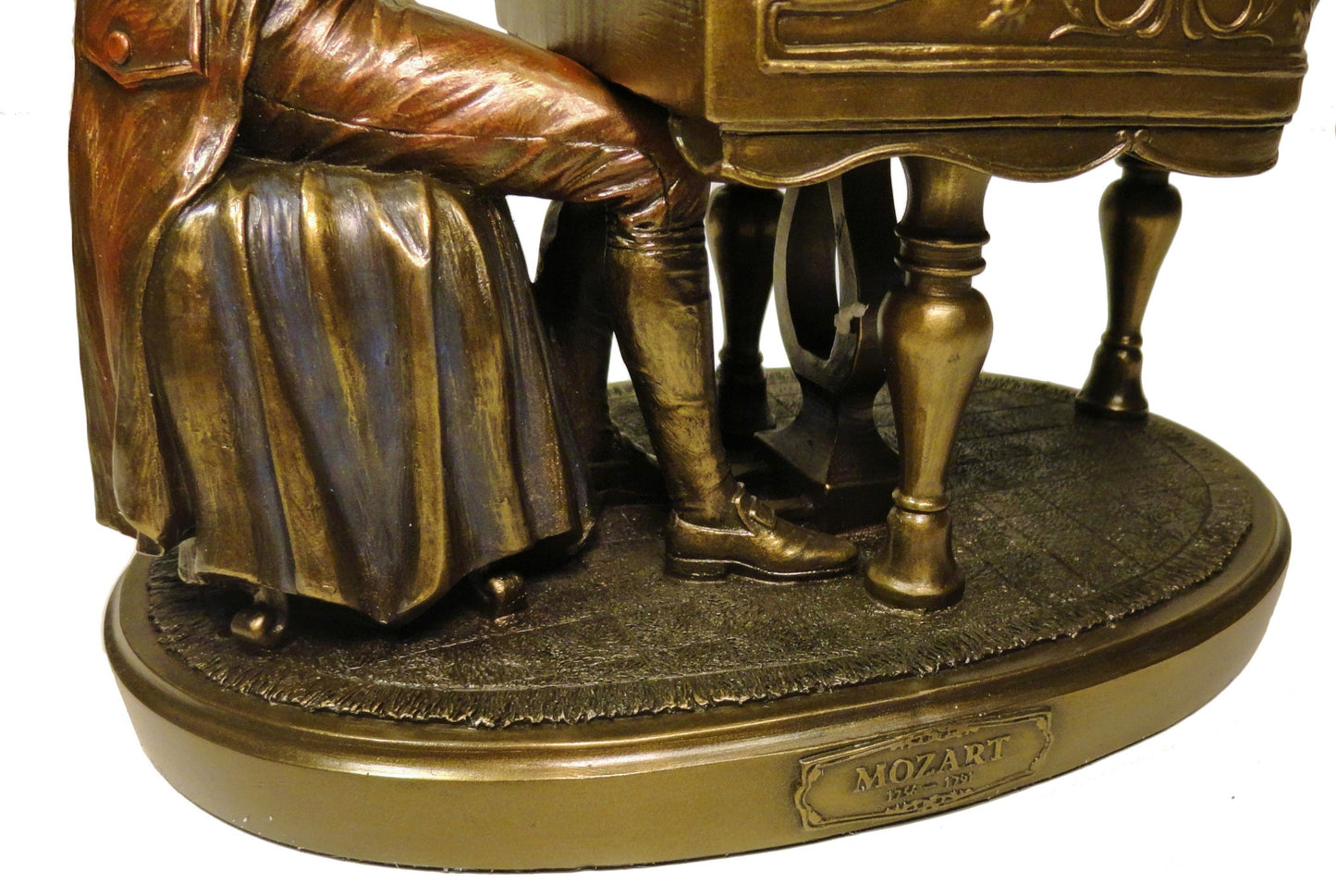 MOZART Playing Piano Sculpture Statue Rich Antique Bronze Color