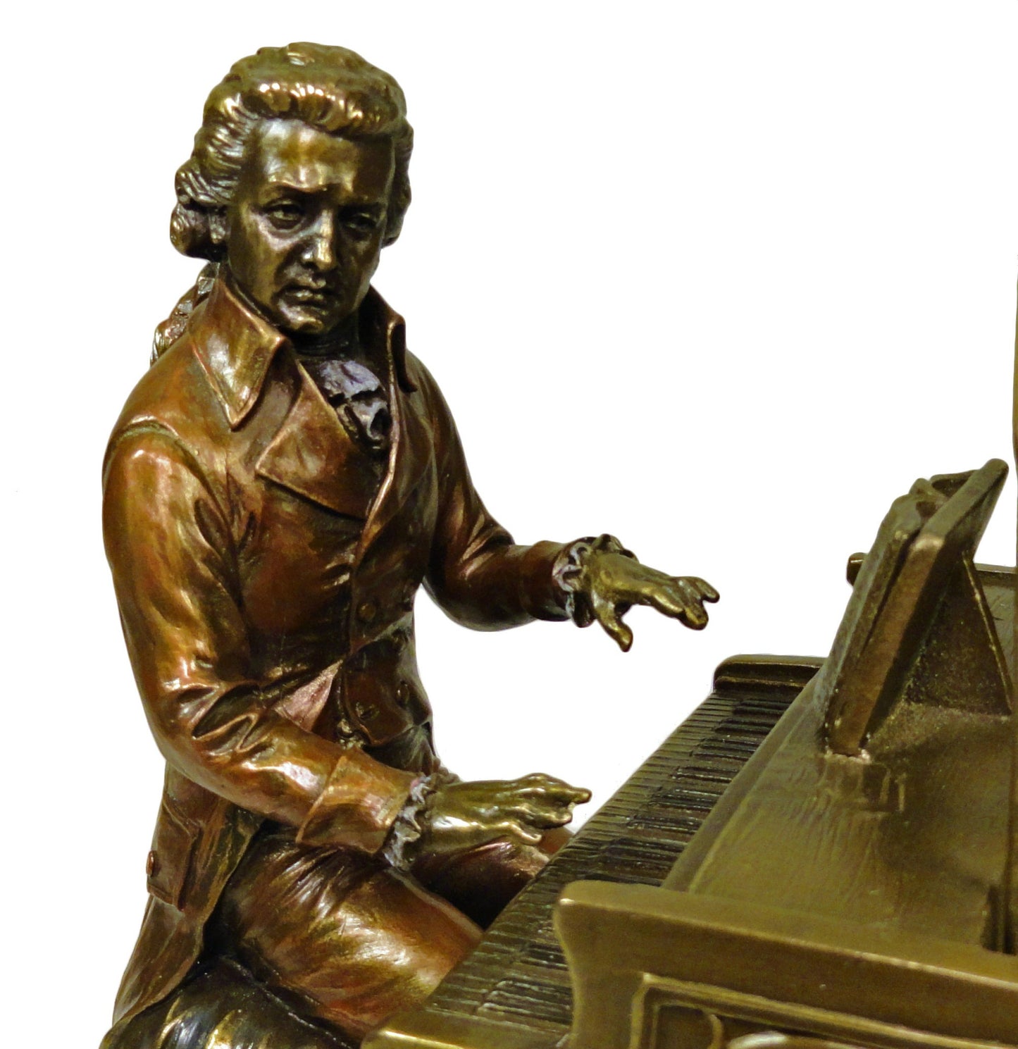 MOZART Playing Piano Sculpture Statue Rich Antique Bronze Color