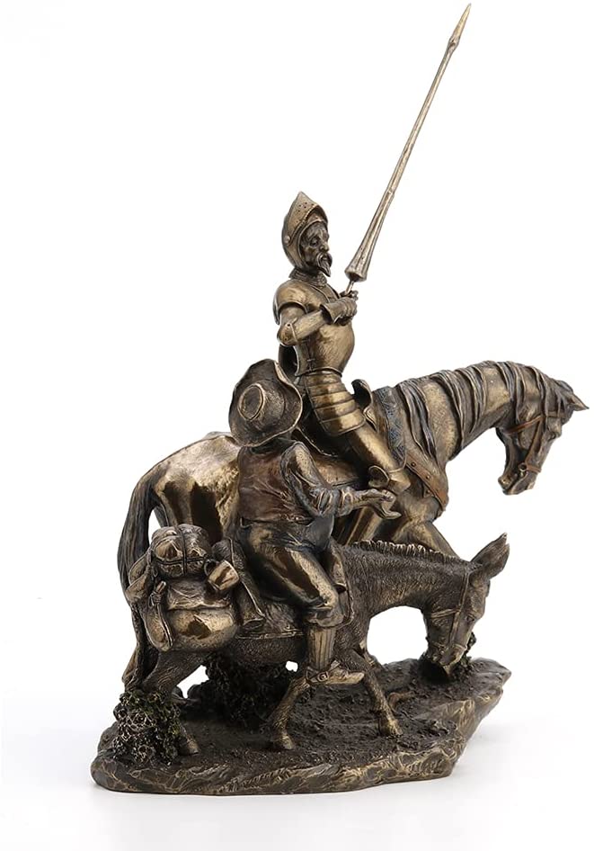 Don Quixote Sancho Panza Sculpture Figure Spanish Statue Antique Bronze Finish