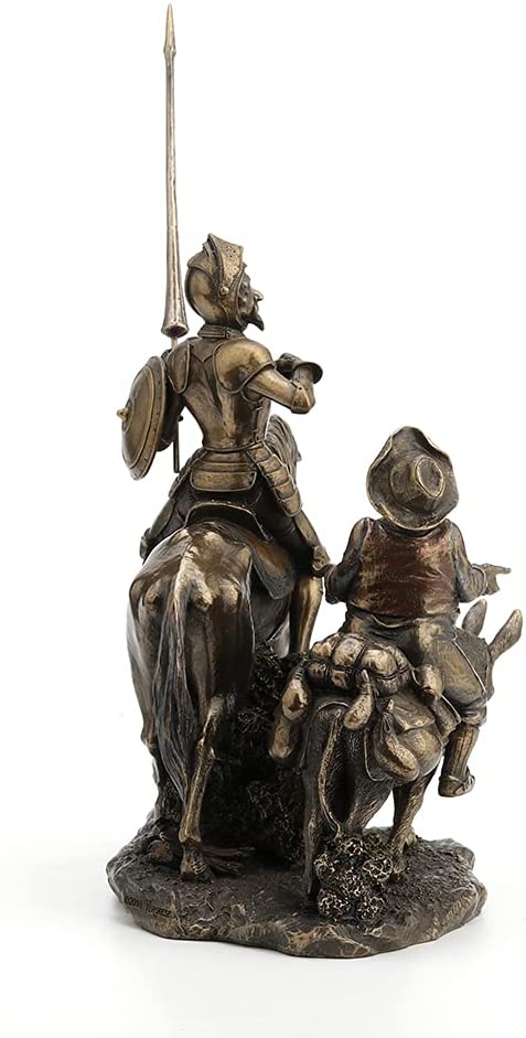 Don Quixote Sancho Panza Sculpture Figure Spanish Statue Antique Bronze Finish