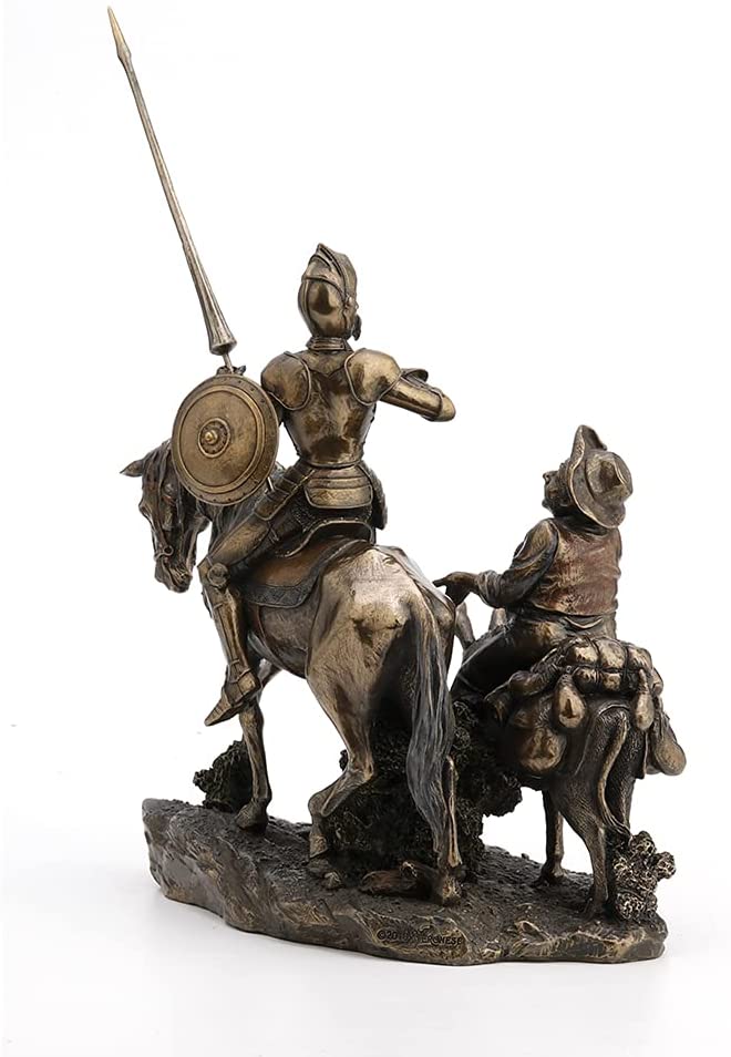 Don Quixote Sancho Panza Sculpture Figure Spanish Statue Antique Bronze Finish