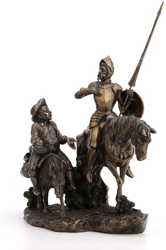 Don Quixote Sancho Panza Sculpture Figure Spanish Statue Antique Bronze Finish