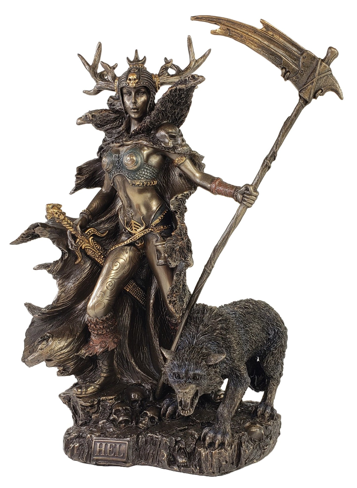 Hel Antlered Goddess of Dead / Death Viking Norse Mythology Statue Bronze Color