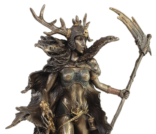 Hel Antlered Goddess of Dead / Death Viking Norse Mythology Statue Bronze Color