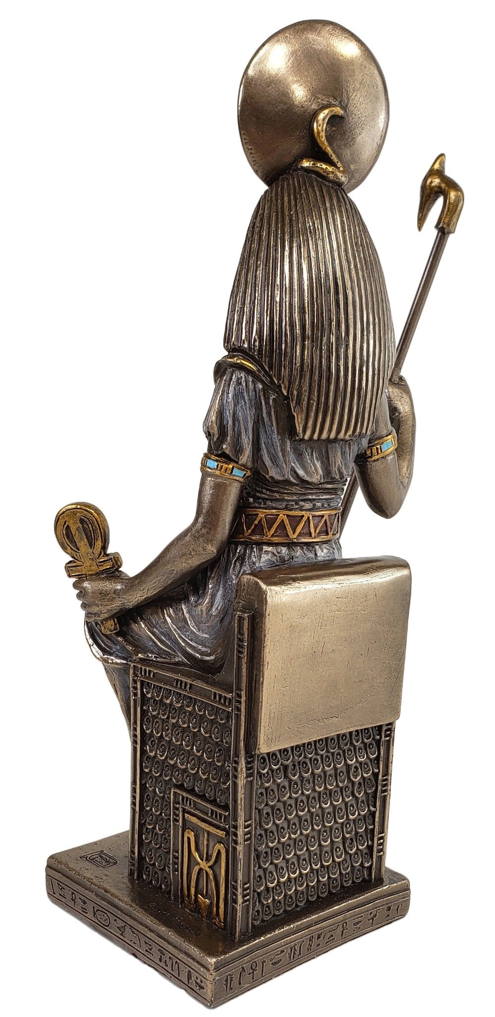 8" Egyptian Goddess Sekhmet Sitting on Throne Statue Sculpture Bronze Color