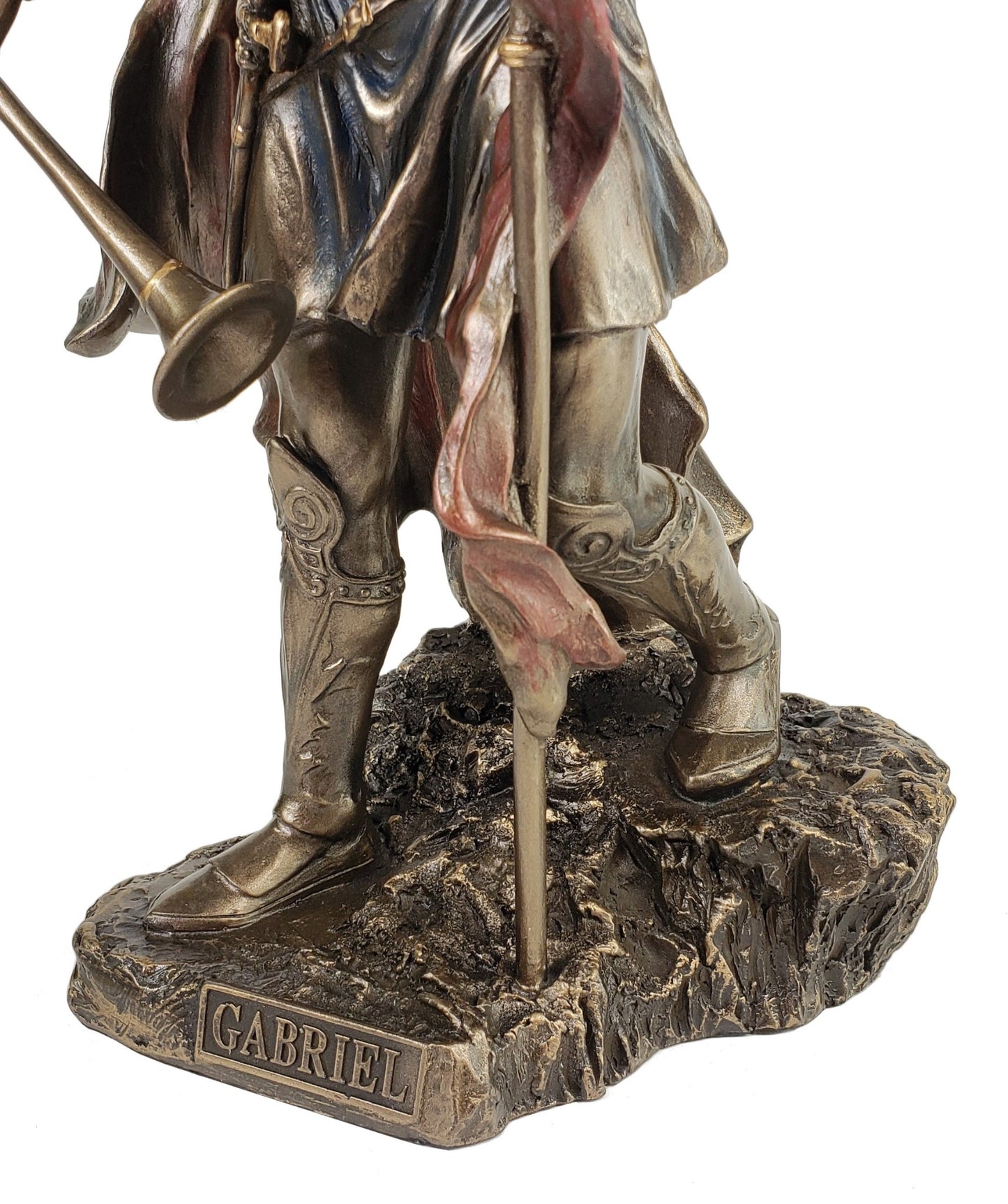 14" Saint Gabriel Archangel W/ Horn and Cross Statue Bronze Finish Angel