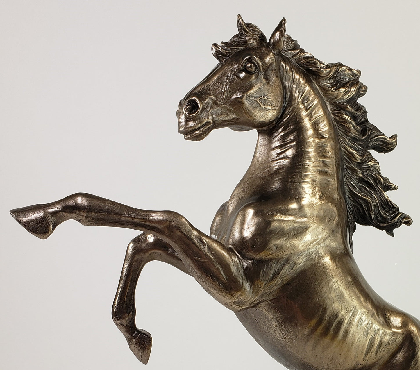 12 1/4" REARING STALLION HORSE Statue Antique Bronze Color