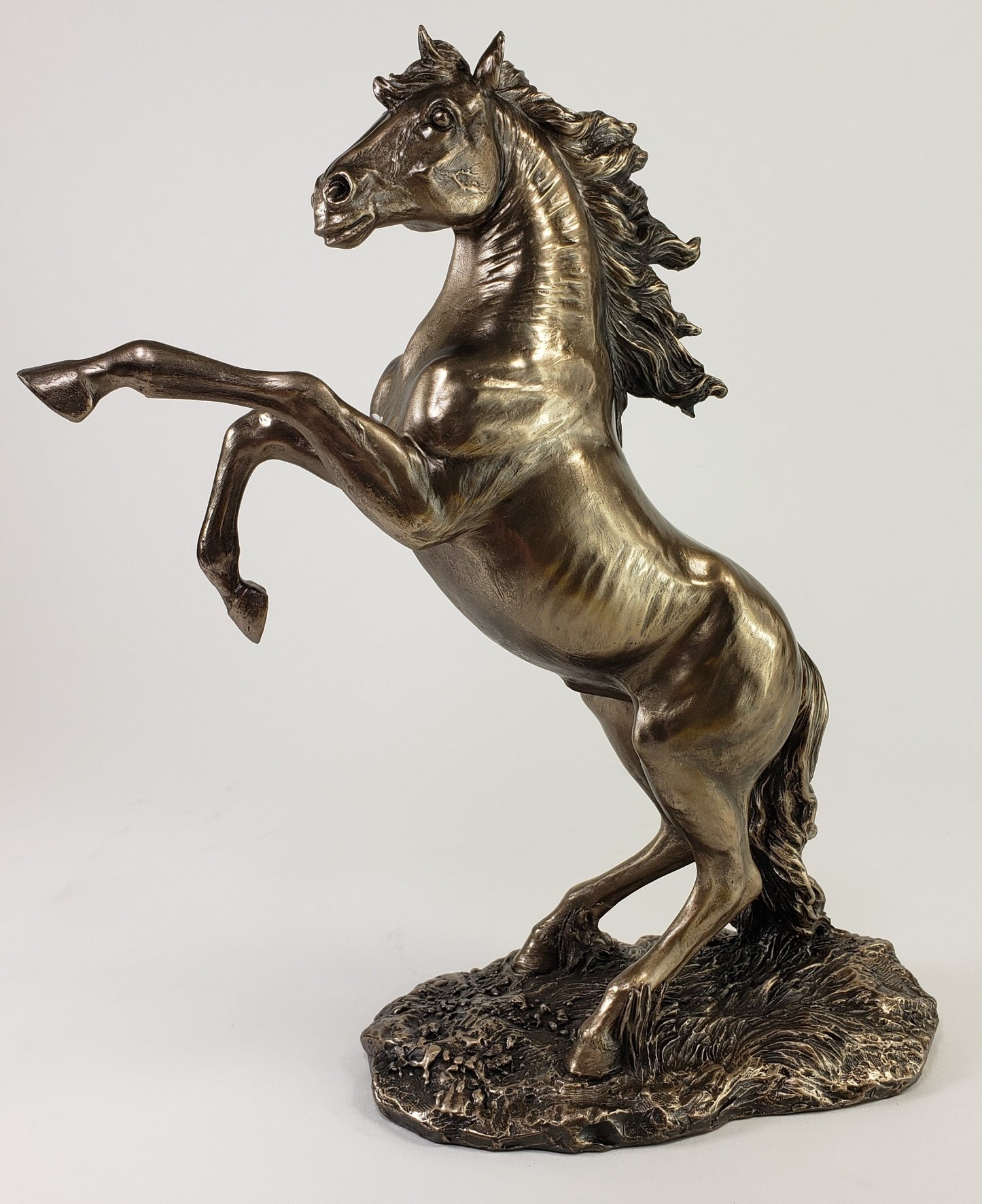 12 1/4" REARING STALLION HORSE Statue Antique Bronze Color