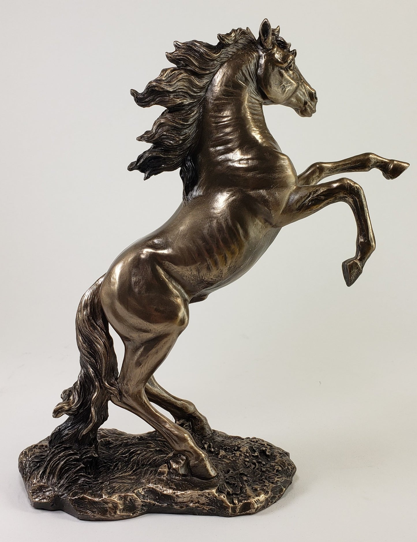 12 1/4" REARING STALLION HORSE Statue Antique Bronze Color