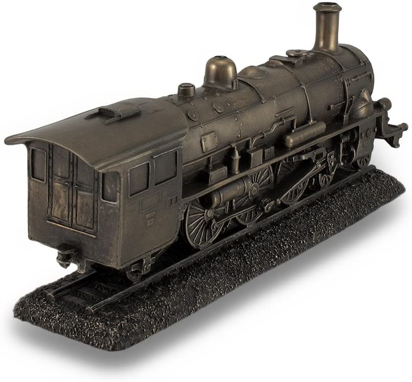 10 1/2" Steam Locomotive Train Engine Collectible Statue Antique Bronze Color