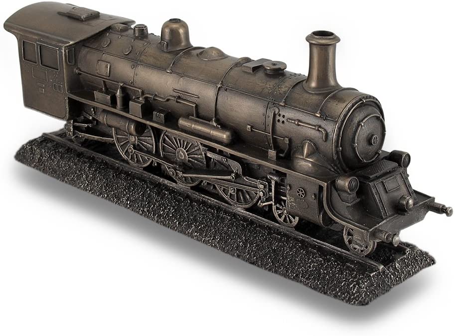 10 1/2" Steam Locomotive Train Engine Collectible Statue Antique Bronze Color