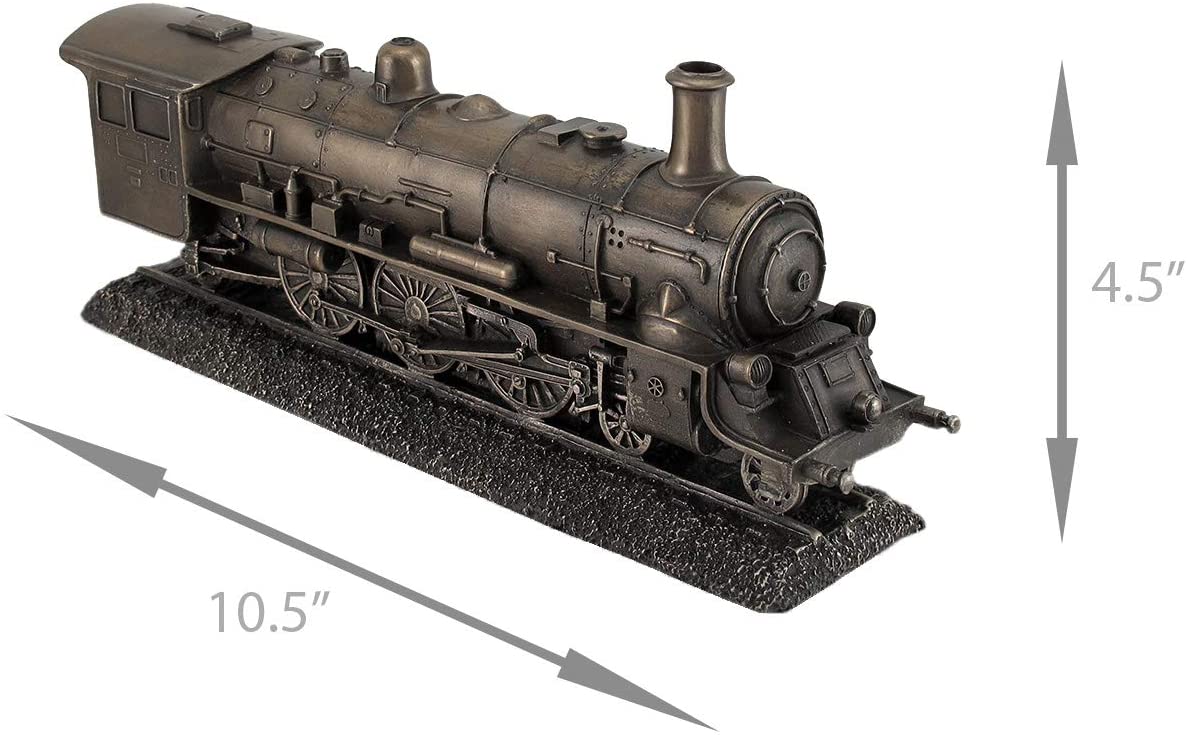 10 1/2" Steam Locomotive Train Engine Collectible Statue Antique Bronze Color