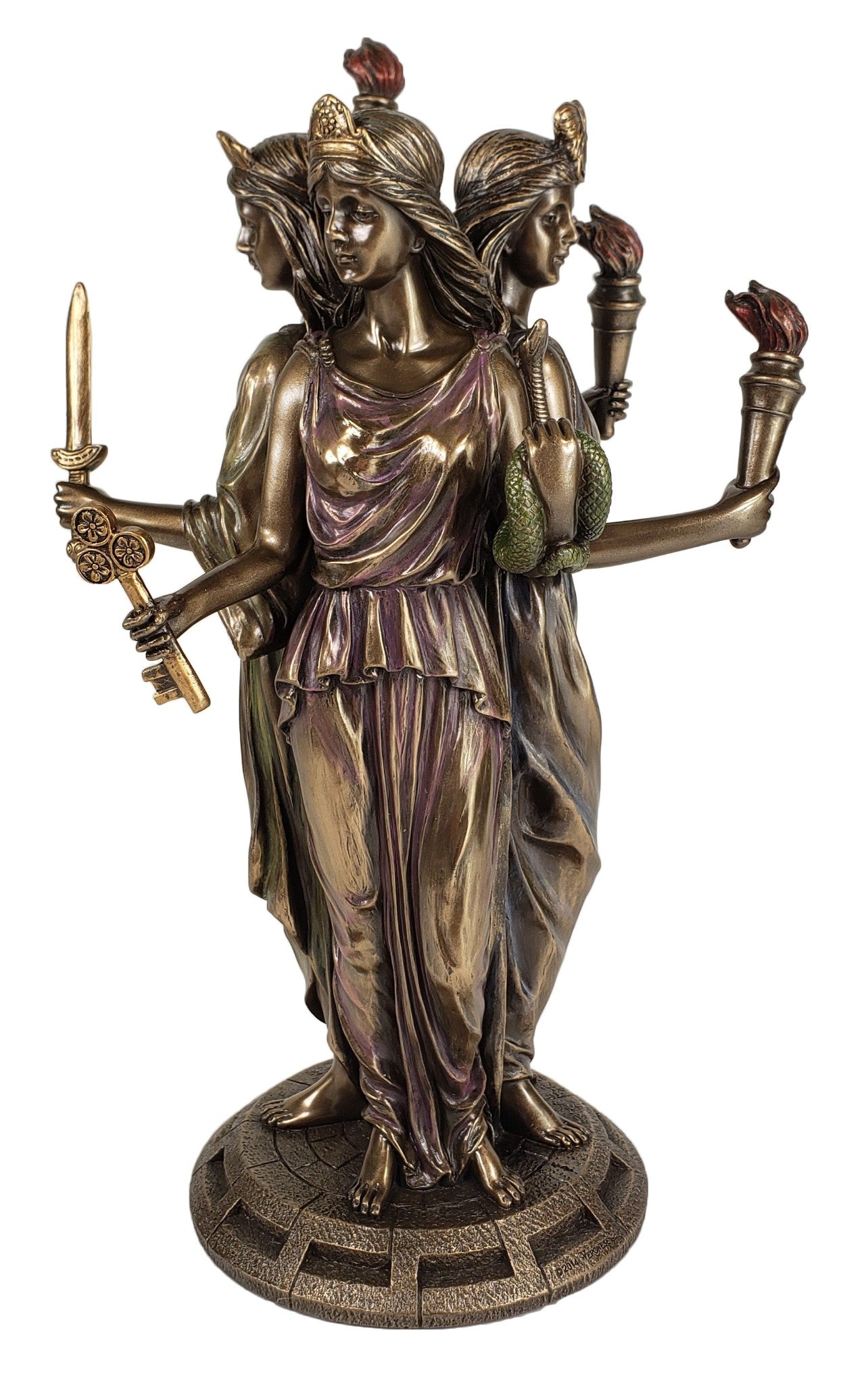 11 3/4" Hecate Greek Mythology Goddess of Magic & Witchcraft Statue Bronze Color