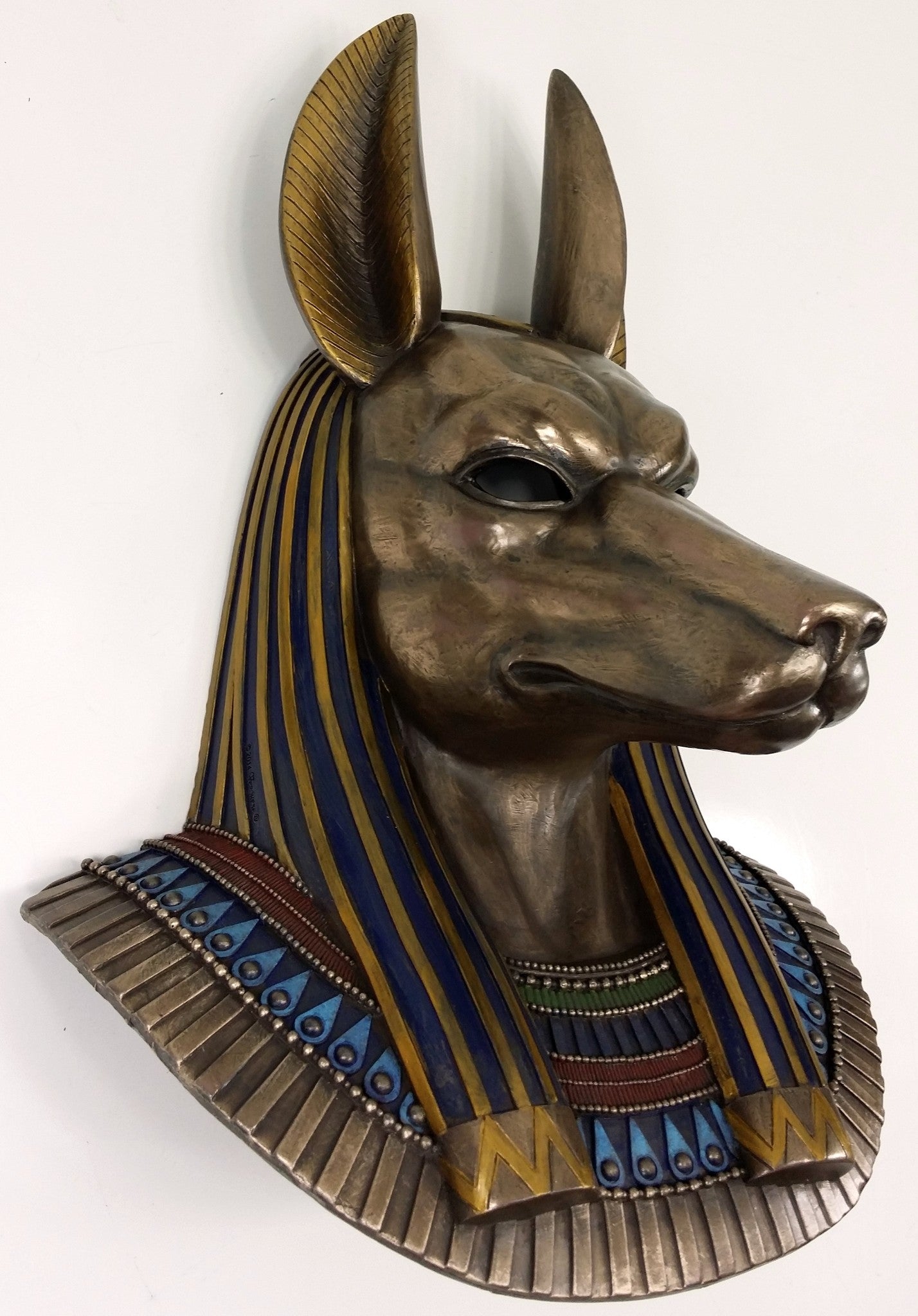 15 Inch Egyptian Anubis Jackal Wall Plaque Statue Antique Bronze Finish