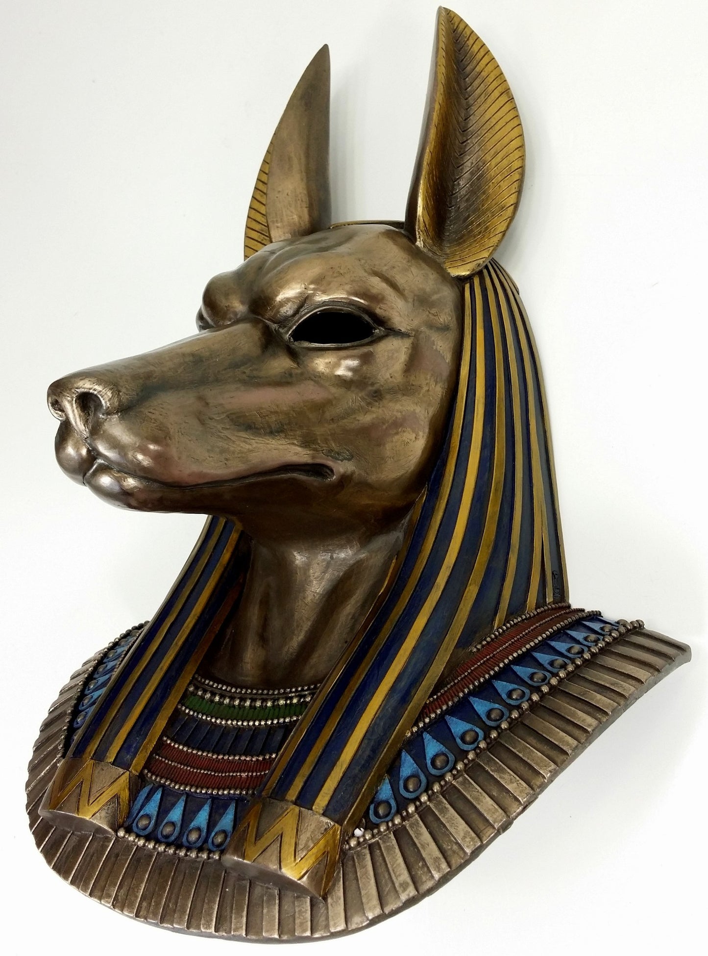 15 Inch Egyptian Anubis Jackal Wall Plaque Statue Antique Bronze Finish