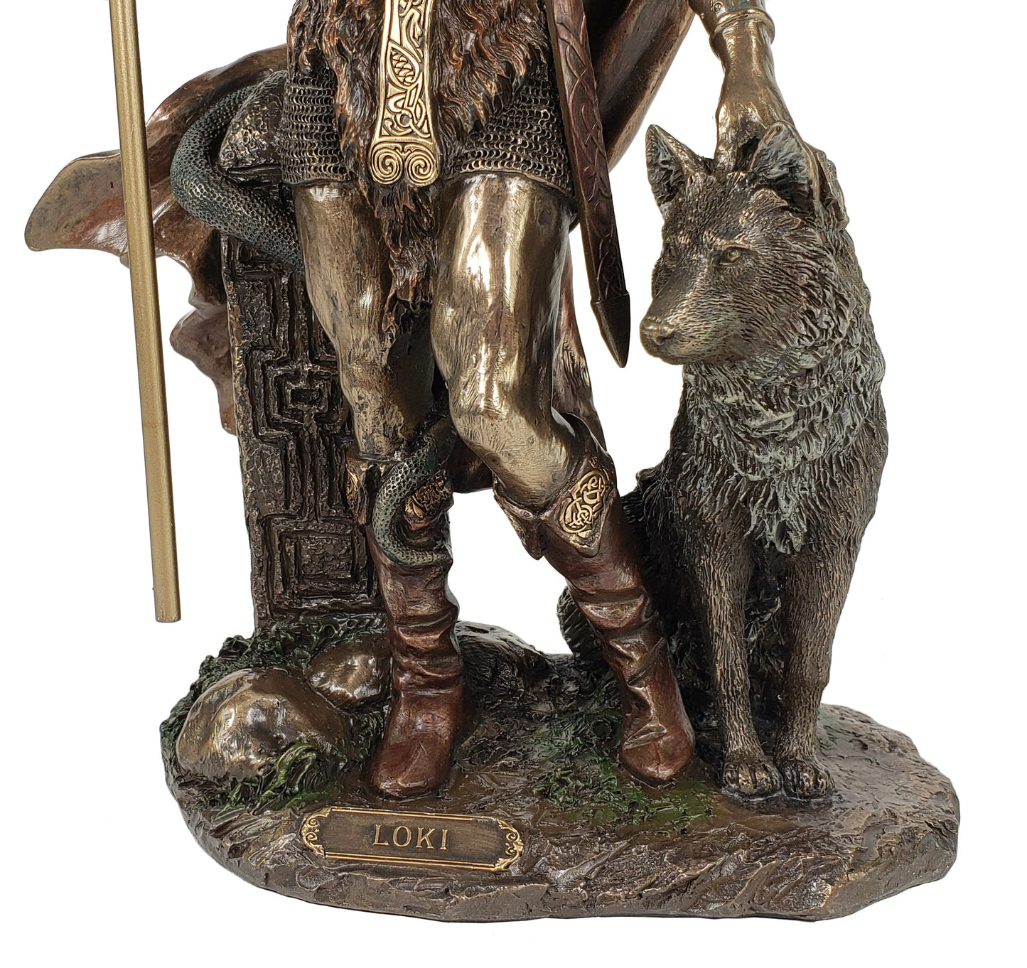 14 inch Loki VIKING NORSE MYTHOLOGY God of Mischief Statue Antique Bronze Color