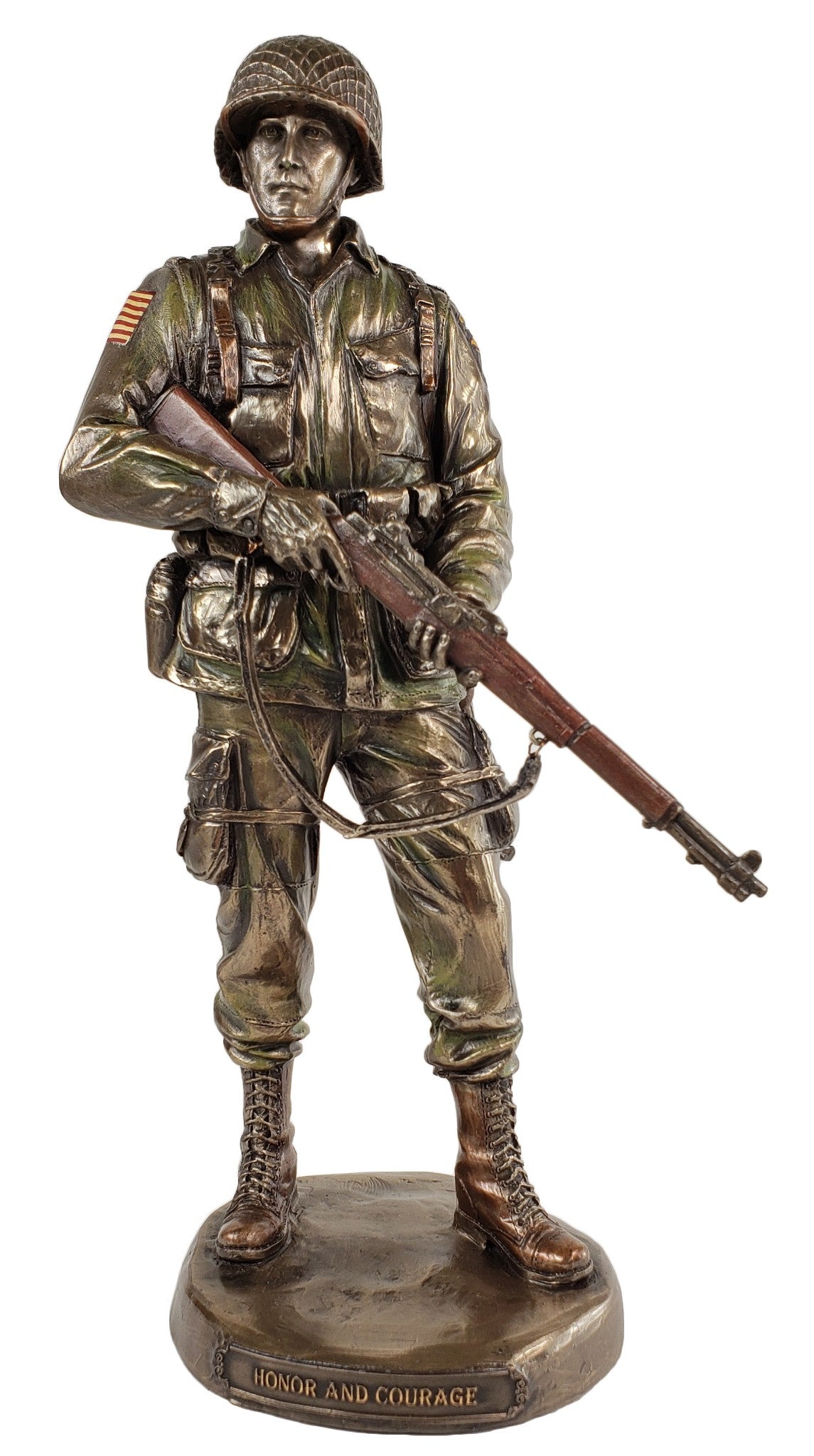 11 inch US Army Honor and Courage Soldier Statue Bronze Color