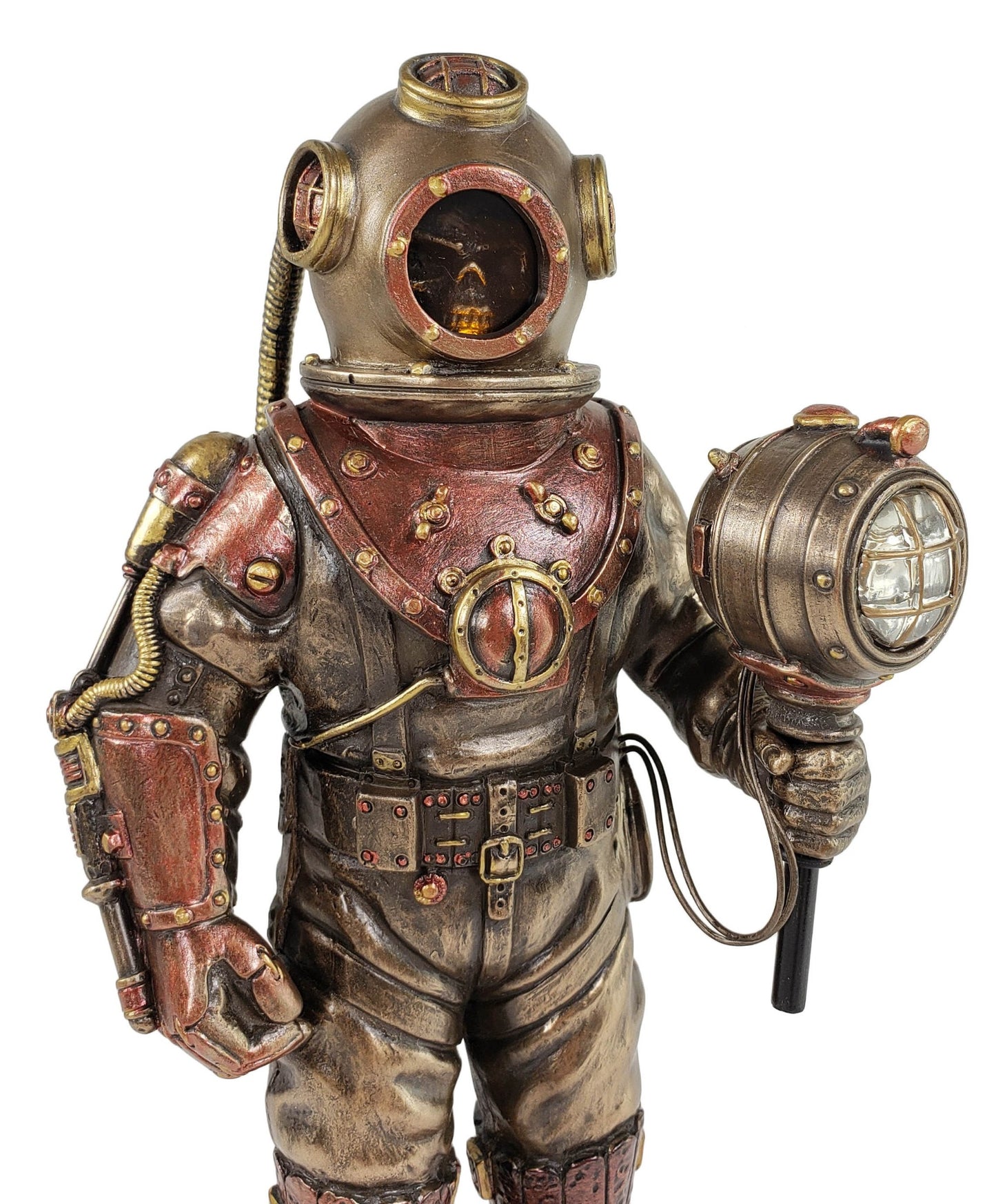 Steampunk Skeleton Diver in Diving Bell Helmet Suit Statue LED Table Night Light