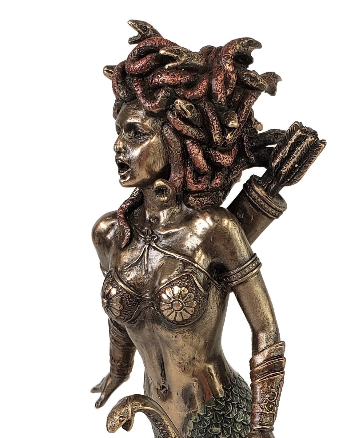 8 1/4" Medusa Greek Mythology Snakes Goddess Holding Bow Bronze Color Statue