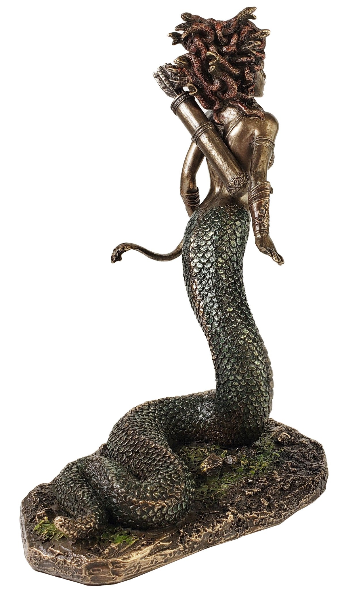 8 1/4" Medusa Greek Mythology Snakes Goddess Holding Bow Bronze Color Statue