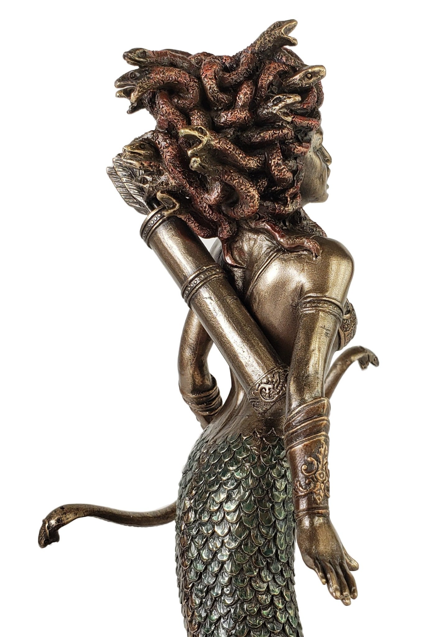 8 1/4" Medusa Greek Mythology Snakes Goddess Holding Bow Bronze Color Statue