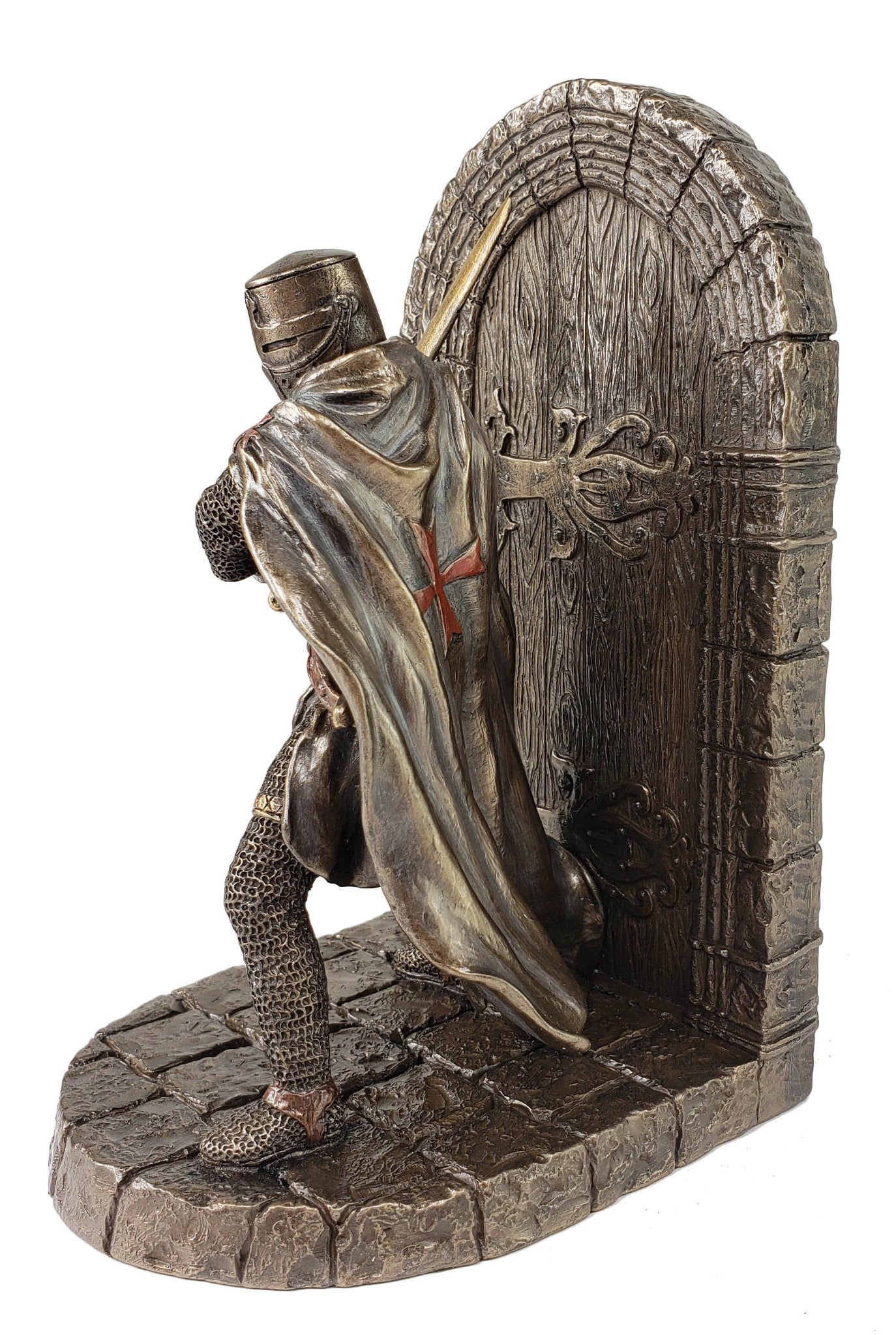 7"  Medieval Times Crusades Templar Knight RIGHT Bookend Statue Bronze Color