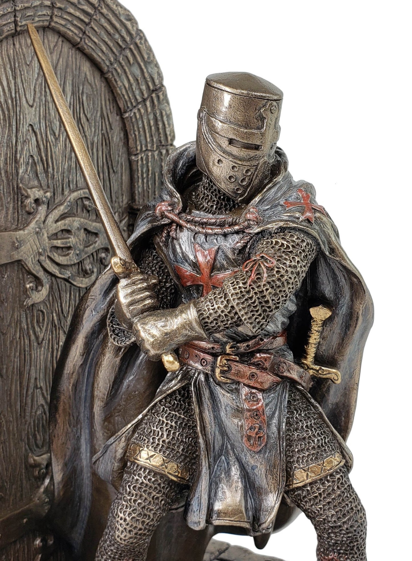 7"  Medieval Times Crusades Templar Knight RIGHT Bookend Statue Bronze Color