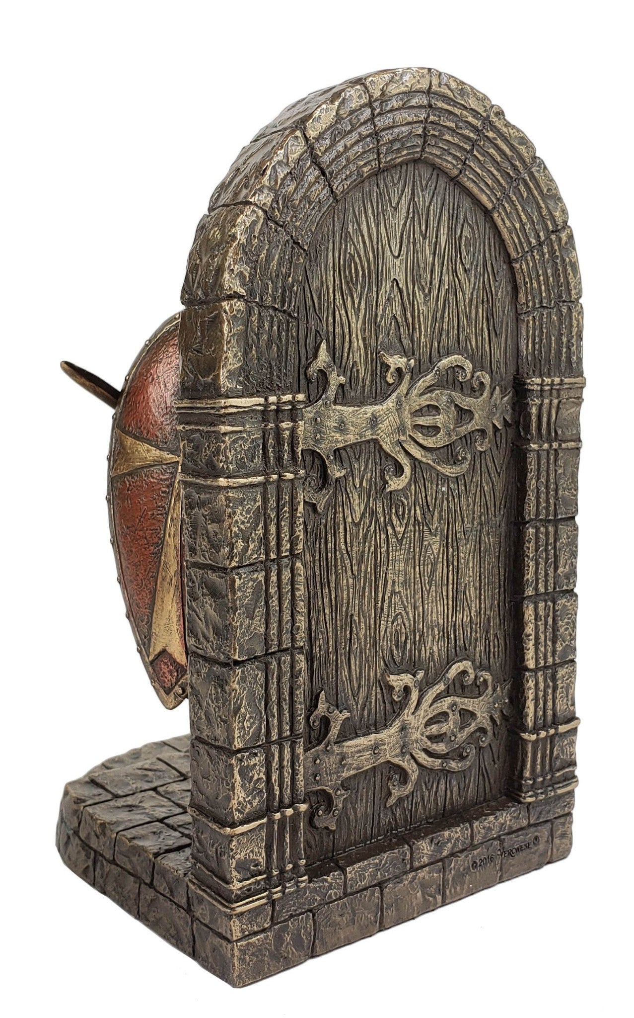 7 1/2" Medieval Times Crusades Templar Knight Left Bookend Statue Bronze Color