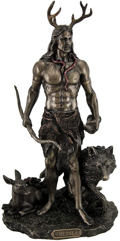 Herne The Hunter God of the Wild Hunt Pagan Ghost Statue Antique Bronze Color