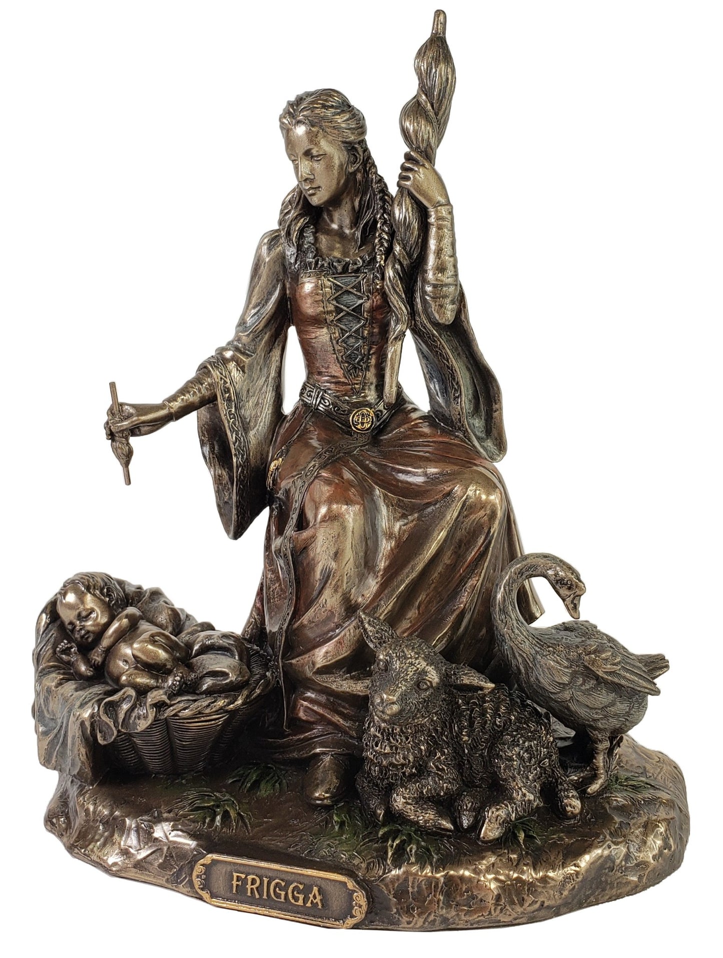 Frigga Sitting Viking Norse Mythology Goddess Love Marriage Statue Bronze Finish