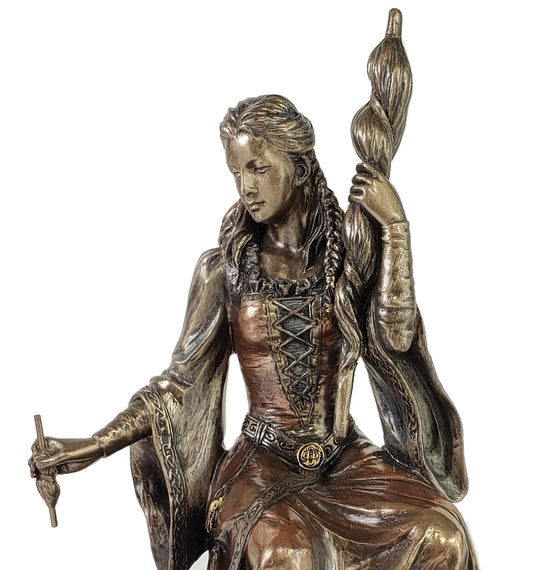 Frigga Sitting Viking Norse Mythology Goddess Love Marriage Statue Bronze Finish