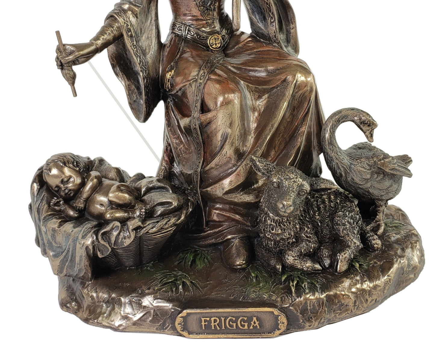 Frigga Sitting Viking Norse Mythology Goddess Love Marriage Statue Bronze Finish