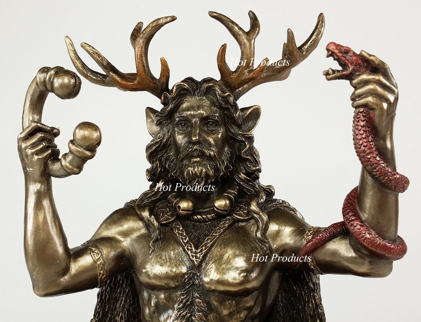 Cernunnos Celtic Horned God of Animals Sitting Statue Sculpture Bronze Color