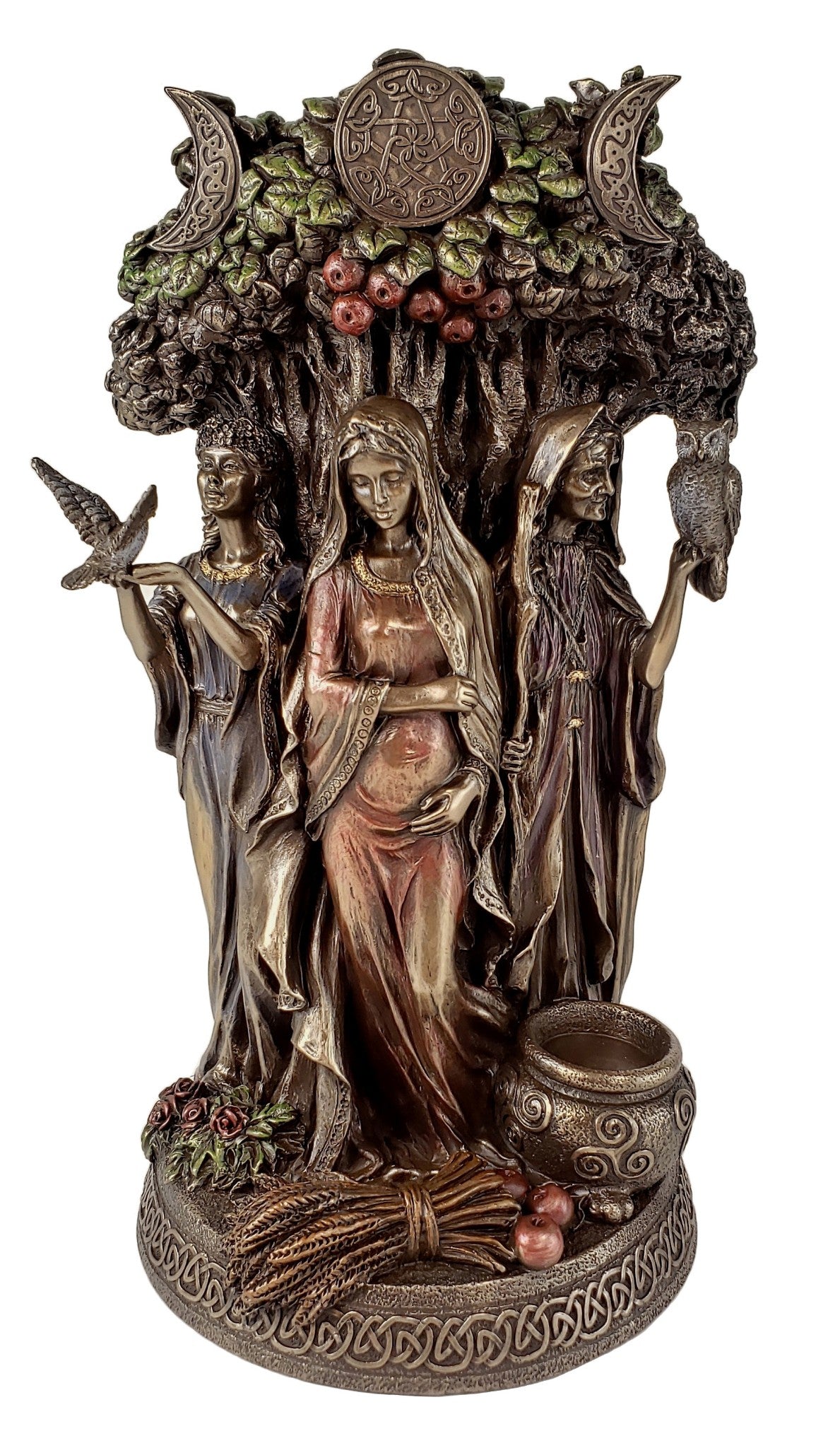 Veronese Celtic Triple Goddess Maiden, Mother Danu and Crone Statue Bronze Color