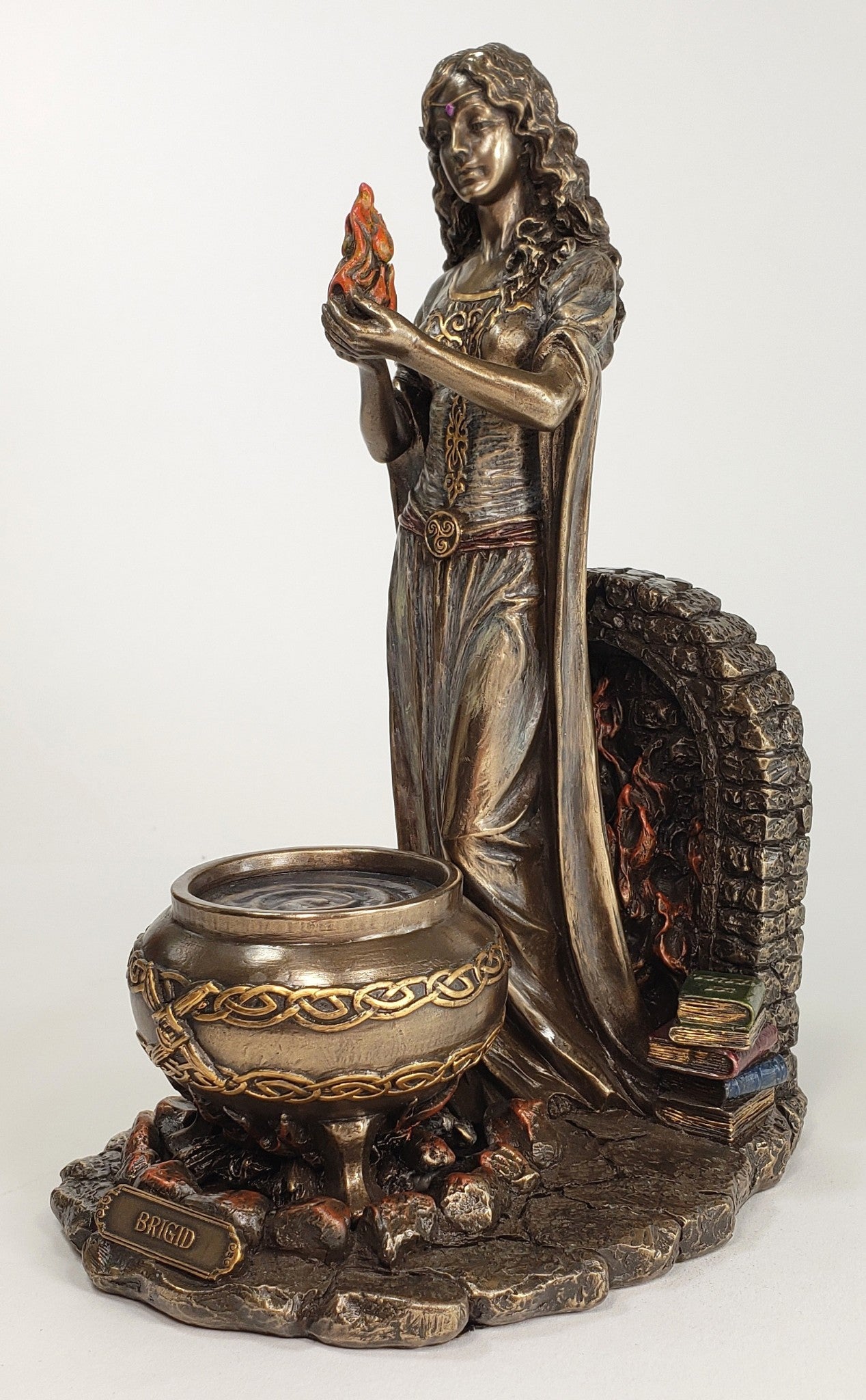 Saint Brigid Celtic Christian Goddess of Fire Hearth Pagan Statue Bronze Finish