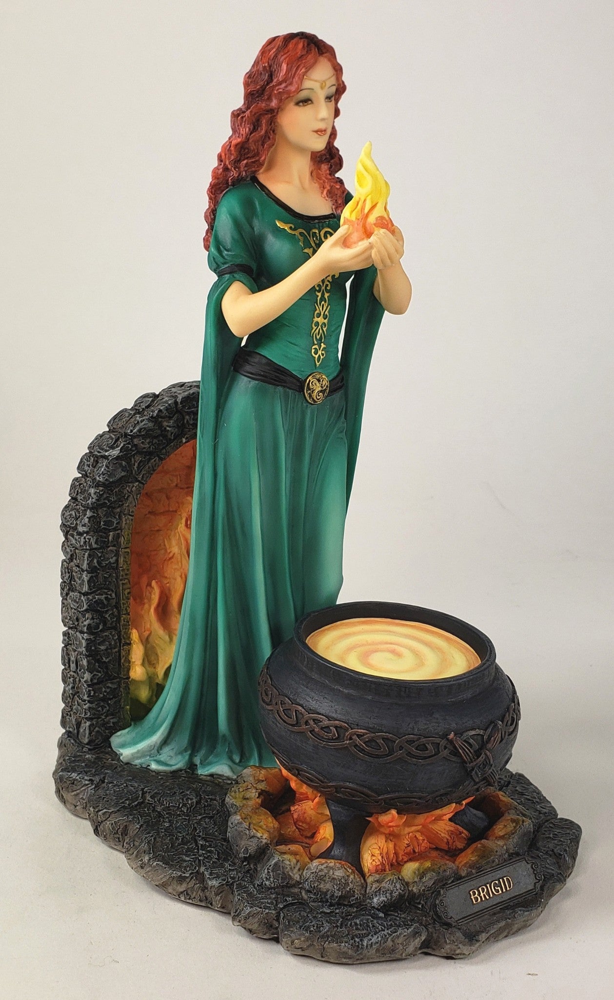 Saint Brigid Celtic Christian Goddess of Fire Hearth Pagan Statue Hand Painted