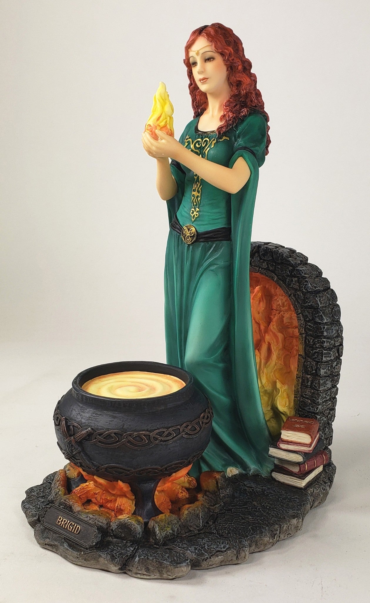 Saint Brigid Celtic Christian Goddess of Fire Hearth Pagan Statue Hand Painted