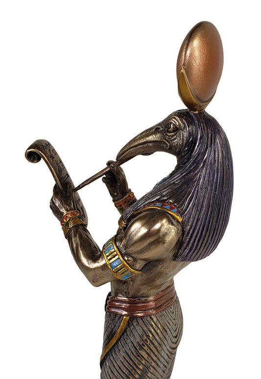 11" Thoth Egyptian Ibis Head God of Mood & Knowledge Writing Statue Bronze Color