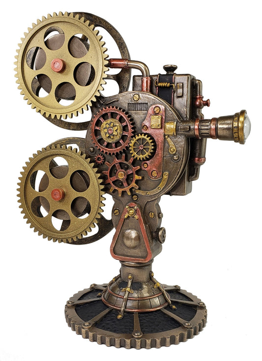 Steampunk Prop Film Projector Statue with LED Night Light