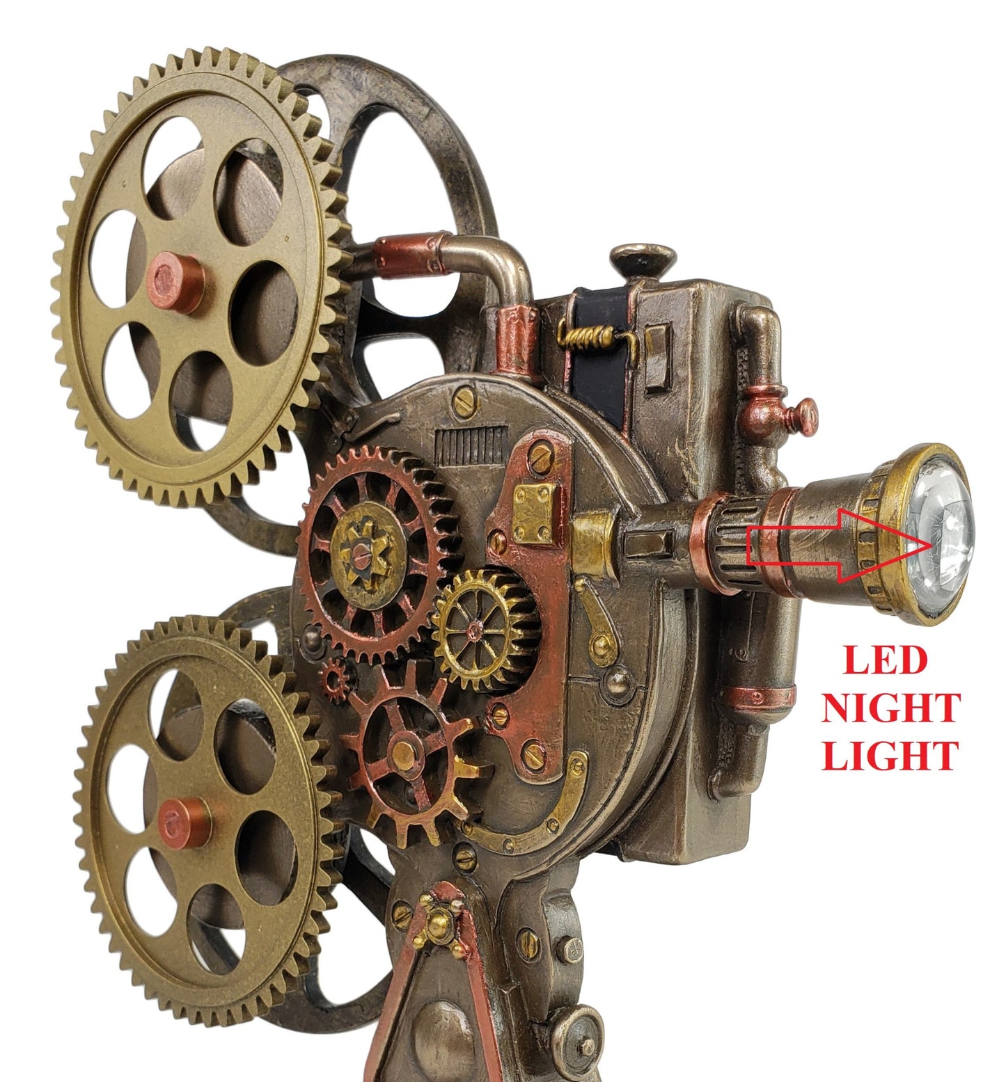 Steampunk Prop Film Projector Statue with LED Night Light