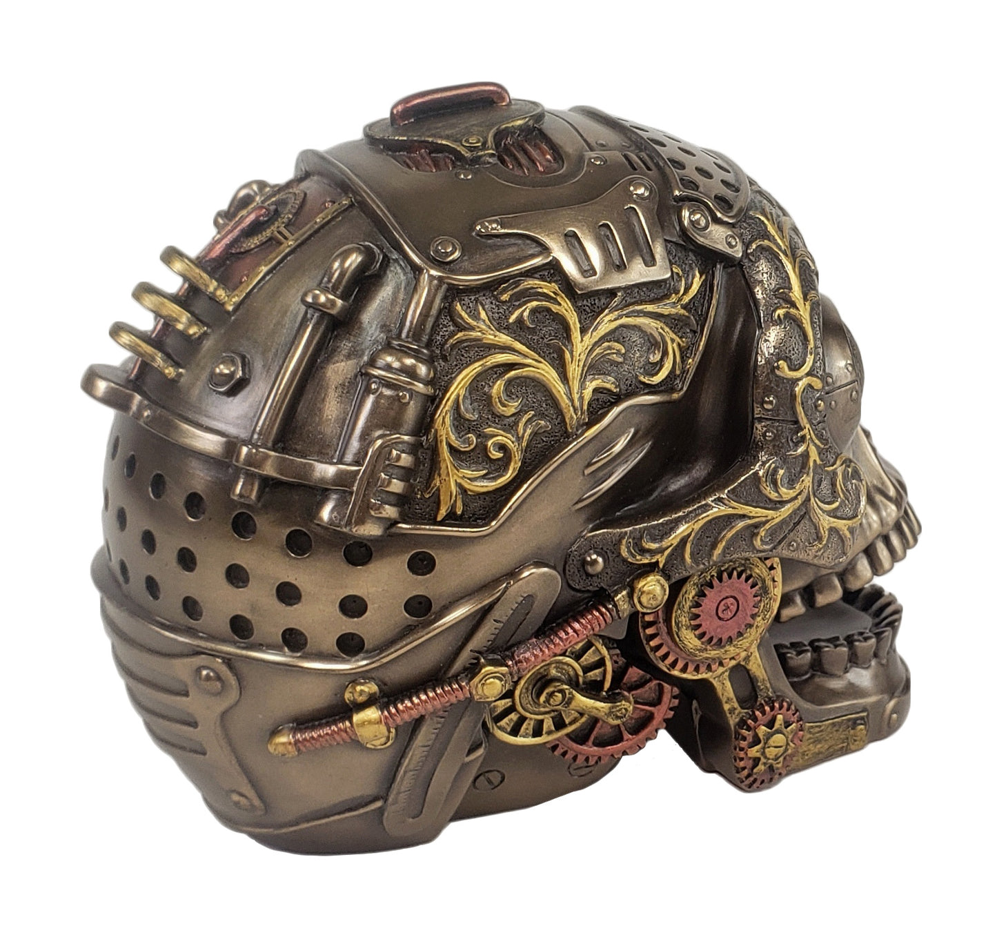 Veronese Design 6" STEAMPUNK INDUSTRIAL AGE Human Skull Statue W/ Movable Jaw