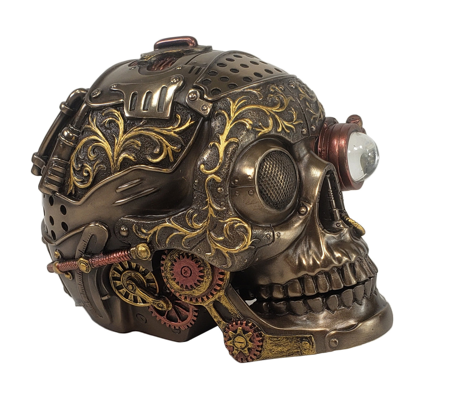 Veronese Design 6" STEAMPUNK INDUSTRIAL AGE Human Skull Statue W/ Movable Jaw