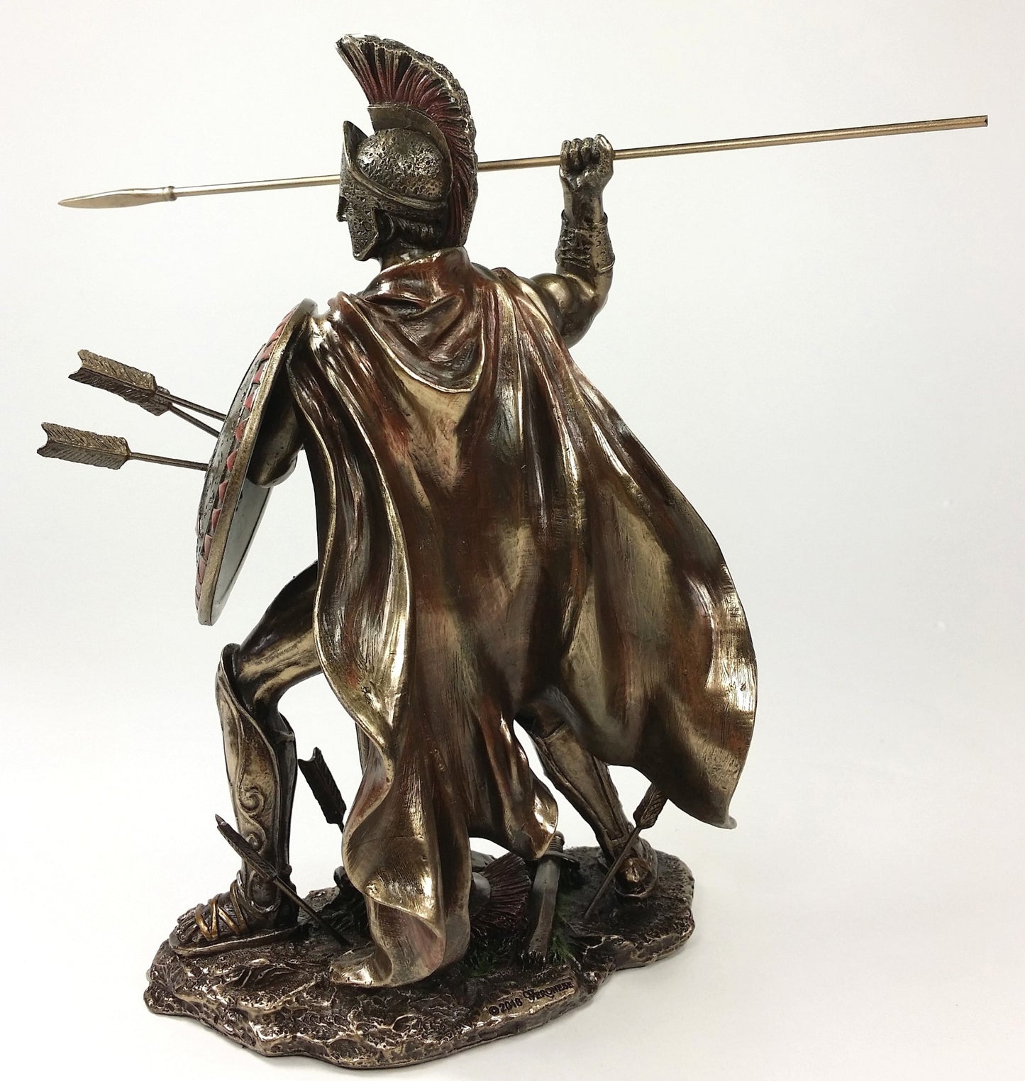 8" LEONIDAS Greek Warrior SPARTAN KING Statue W Spear & Arrows in Hoplite Shield