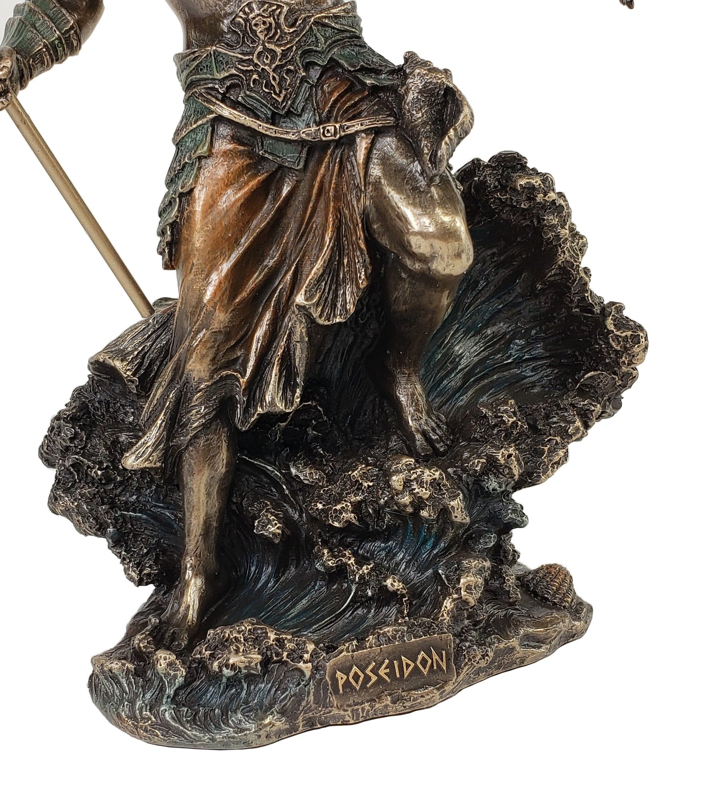 8 1/4"Poseidon Holding Trident GREEK MYTHOLOGY God of Sea Statue Bronze Color