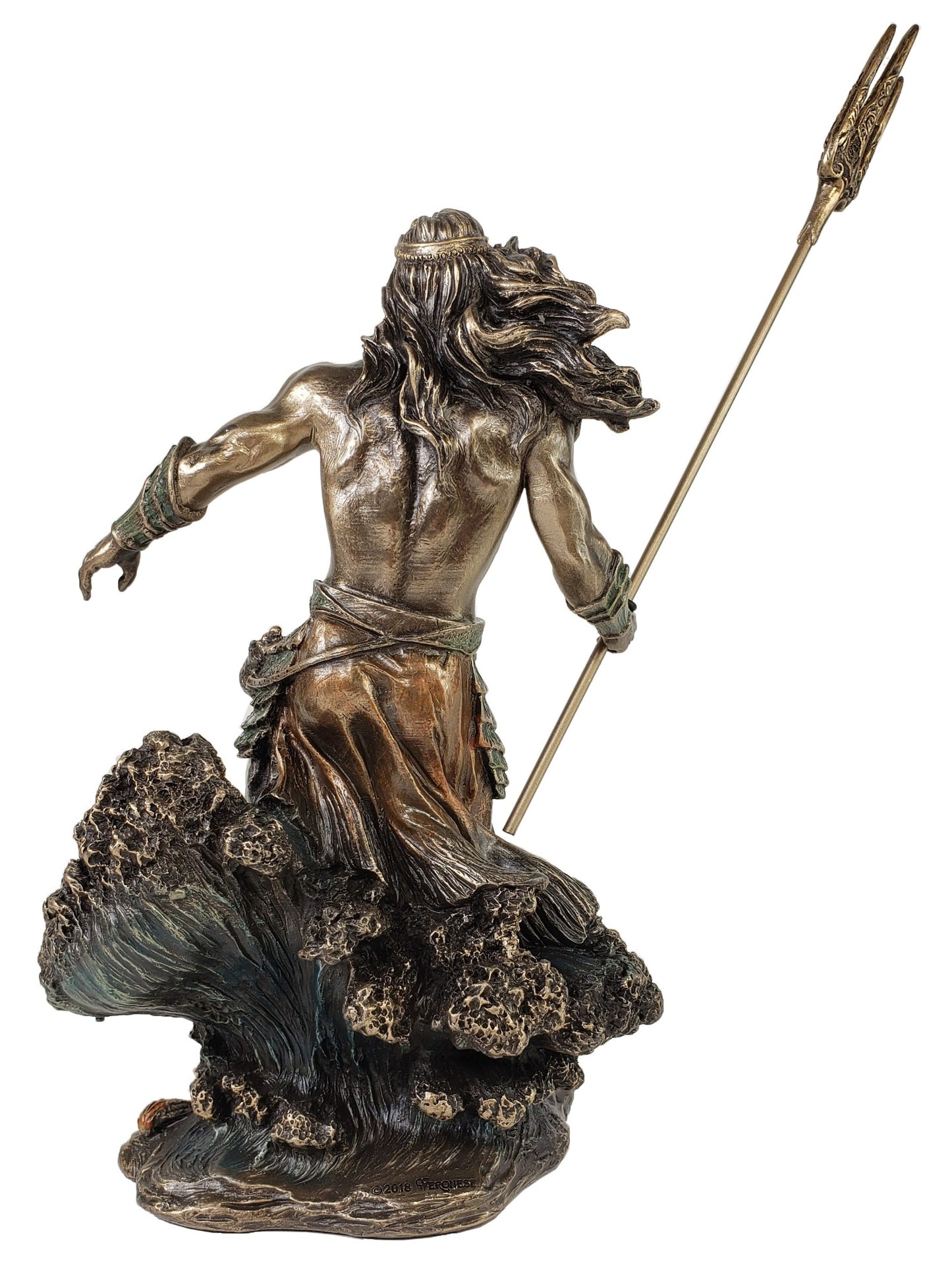 8 1/4"Poseidon Holding Trident GREEK MYTHOLOGY God of Sea Statue Bronze Color