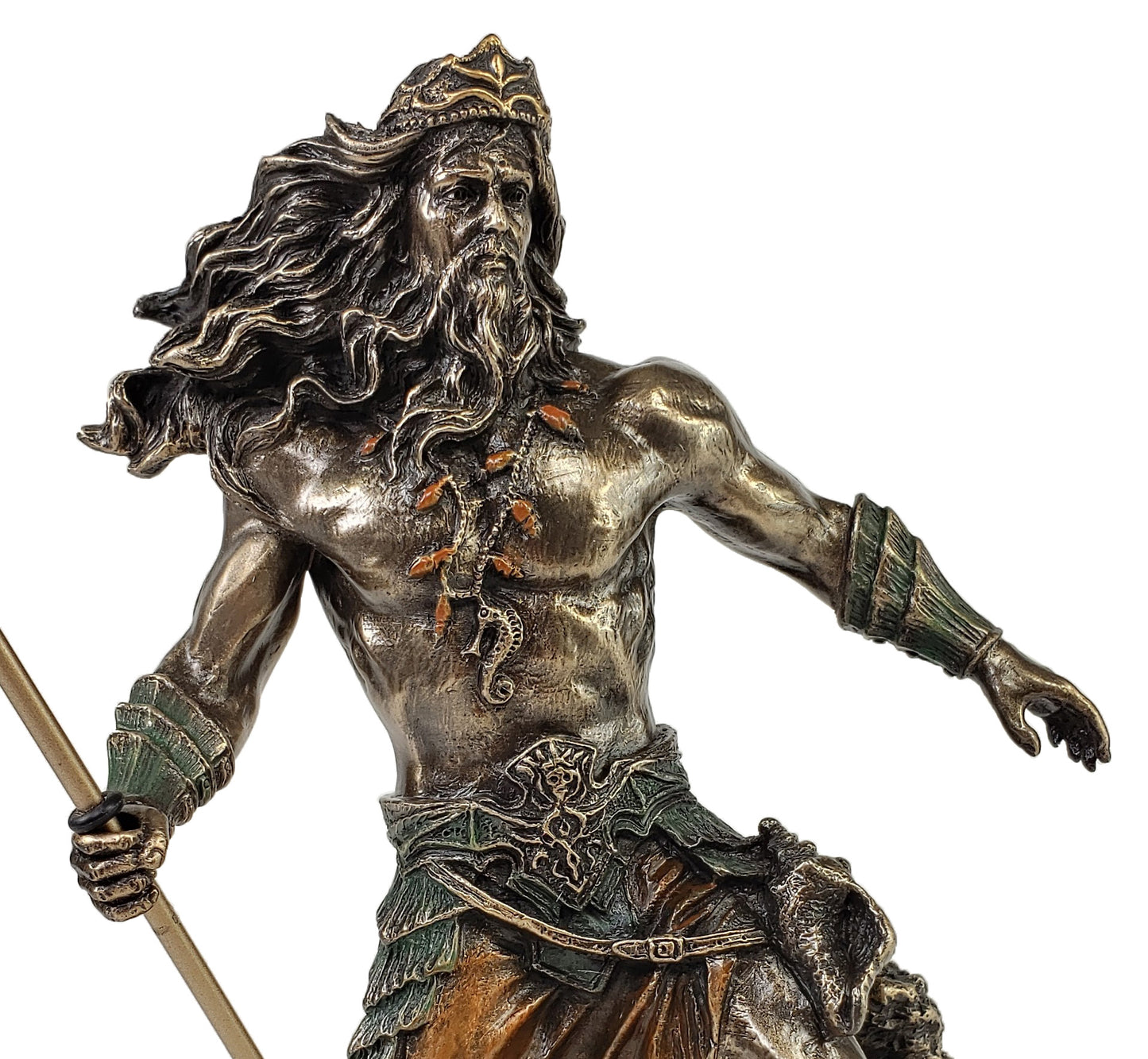 8 1/4"Poseidon Holding Trident GREEK MYTHOLOGY God of Sea Statue Bronze Color